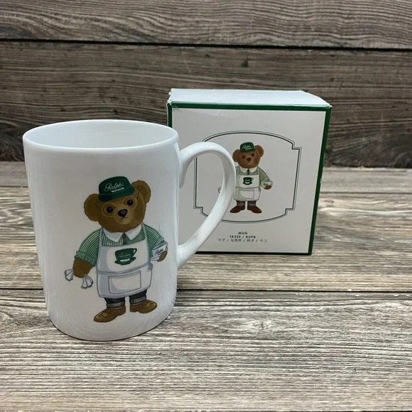 Ralph Lauren Ralph's Coffee Polo Bear Mug‎ In Box Barista Porcelain White NEW - Picture 2 of 7